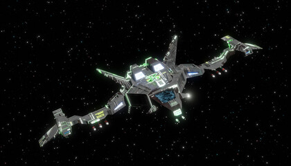 3 D Illustration eines Raumschiffes. © Adis