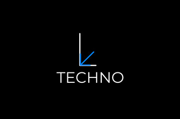 abstract flat tech letter l arrow modern logo design