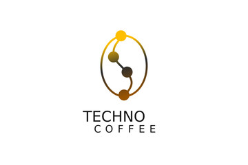 abstract techno coffee modern logo design