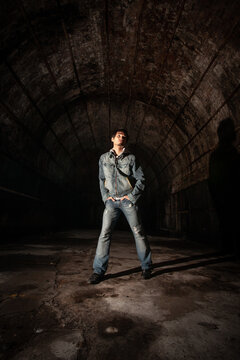 Underground Fashion. Vintage Urban Fashion In An Industrial Environment With A Handsome Male Asian Model. From A Series Of Images With The Same Model.