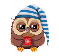 Wise owl in graduation cap. Cute cartoon owl - 520662378