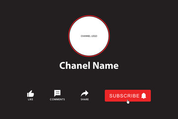 Youtube Channel cover wireframe template. Channel name, channel banner 