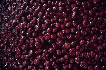 Preparation cherry jam, cherry berry in sweet syrup.