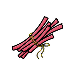 rhubarb doodle icon, vector color line illustration