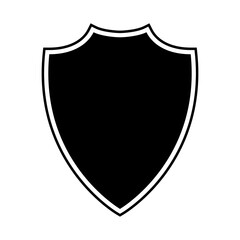 Shield black color isolated on white background. Guard, protection, safe and security logo gold color for your business. Illustration vector 10 eps
