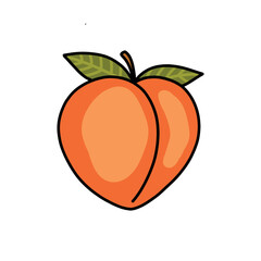 peach doodle icon, vector color line illustration