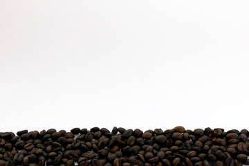 coffee beans on white background top view