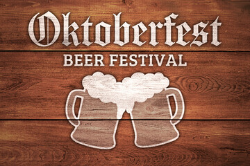 Oktoberfest background on wood