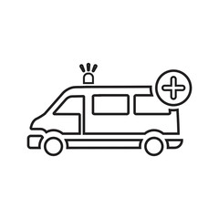 Car, ambulance, medicine outline icon. Line art vector.