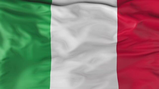 The flag of Italy flutters in the wind. Animation 3d