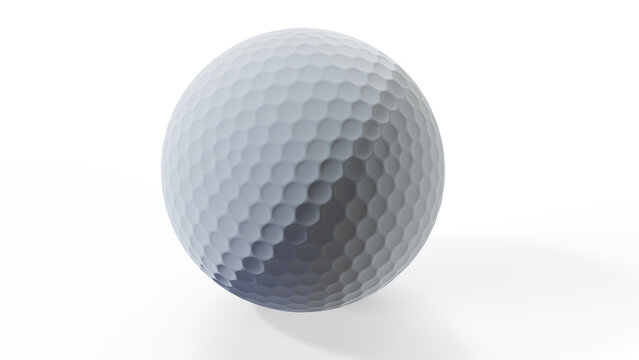 Golf ball on white tee 3d render