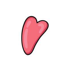 gua sha facial tool natural jade stone doodle icon, vector color line illustration