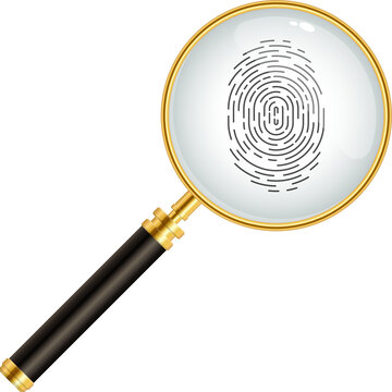 Fingerprint with magnifying glass clip art