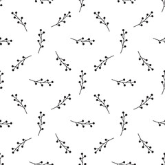 Obraz premium Seamless doodle leaves pattern for coloring book. Ethnic, floral, retro, vector, tribal design element. Seamless cute doodle background.