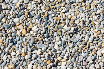 Pebbles close-up on the beach in Vodice, Croatia