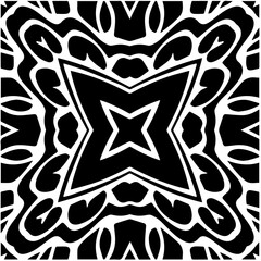 Abstract geometric seamless pattern.  Black and white vector background. black mandala.