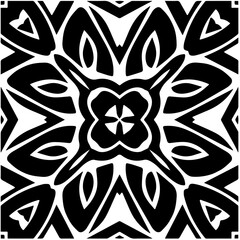 Abstract geometric seamless pattern.  Black and white vector background. black mandala.