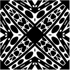 Abstract geometric seamless pattern.  Black and white vector background. black mandala.