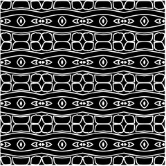 Black and white abstract geometric seamless pattern with wavy shapes, and curved lines. Simple monochrome texture. Op art graphic background. Repeat design for decor, cover, print.