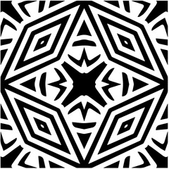 Abstract geometric seamless pattern.  Black and white vector background. black mandala.