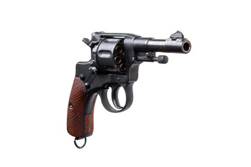 Vintage classic pistol revolver. Weapons of the First and Second World War. Isolate on a white back.