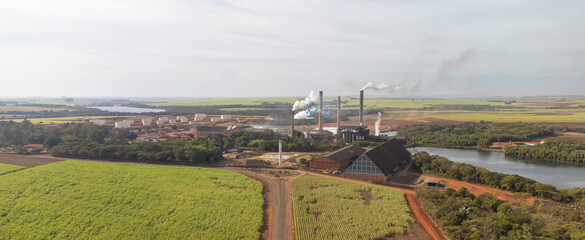 Sugar plant, drone photos depicting a sugar and alcohol plant in Brazil, drone photo.