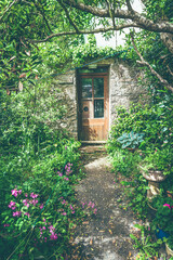 beautiful garden and path leading to a door