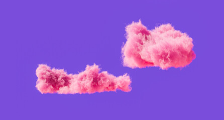 Pink clouds, romantic soft cloud formations, 3d rendering