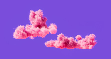 Naklejka premium Pink clouds, romantic soft cloud formations, 3d rendering