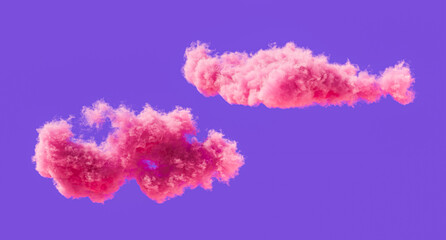 Pink clouds, romantic soft cloud formations, 3d rendering