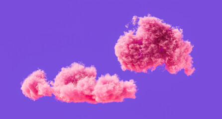 Fototapeta premium Pink clouds, romantic soft cloud formations, 3d rendering
