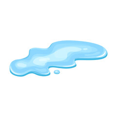Fototapeta na wymiar Water puddle, liquid cartoon style. Drop isolated on white background. Blue split, splash on floor. Vector illustration