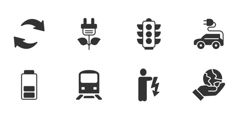 Detailed illustration of e-mobility icons set . Detailed illustration of e-mobility pack symbol vector elements for infographic web