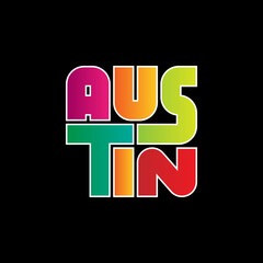 Austin Typography poster. T-shirt fashion Design. Template for poster, print, banner, flyer.
