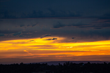 colorful sunset with brightly colored clouds