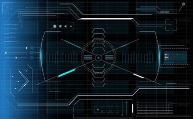 Abstract Virtual Game Target Monitor Control Panel Layout Texture Concept Design. HUD Futuristic User Screen Basic Elements Set.	
