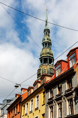 Fototapeta na wymiar Buildings in the European old town of Riga, Latvia
