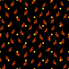 Seamless vector pattern with bright fall leaves. Autumn background design. 