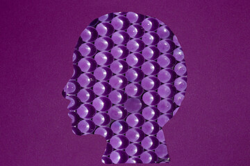 purple abstract head on purple background, creative modern design art
