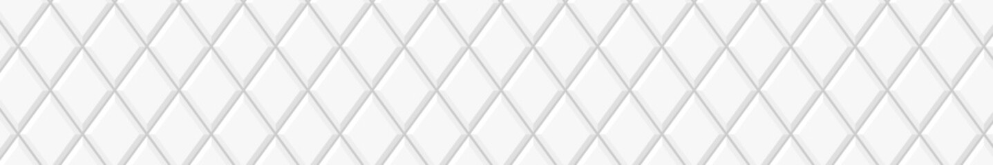 White rhombus tile background. Bathroom or toilet ceramic wall or floor texture. Kitchen backsplash background. Interior or exterior mosaic horizontal seamless pattern. Vector flat illustration