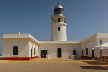 Cape de Cavalleria - the northernmost point of the Minorca island. Lighthouse on the Cap de Cavalleria. Minorca (Menorca), Spain