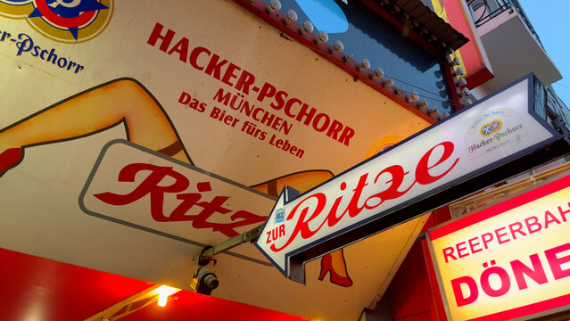 Famous Ritze at Hamburg Reeperbahn Entertainment and red light district - CITY OF HAMBURG, GERMANY - MAY 14, 2022