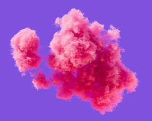 Single pink cloud formation, romantic soft cloud, 3d rendering