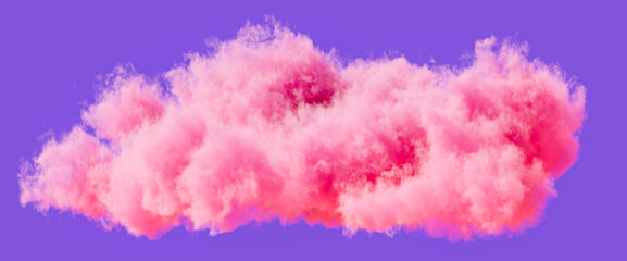 Single pink cloud formation, romantic soft cloud, 3d rendering