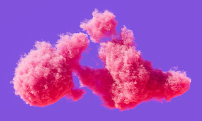 Fototapeta premium Single pink cloud formation, romantic soft cloud, 3d rendering