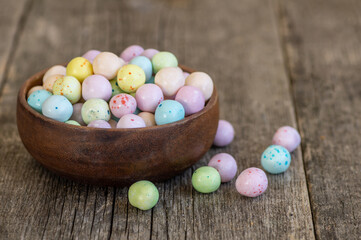 Colorful sugar coated roasted chickpeas, turkish traditional nuts, round small confectionery