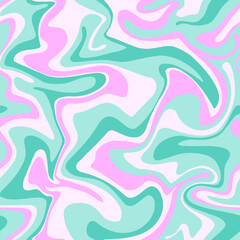 Psychedelic swirl seamless pattern. 60s, 70s style liquid groovy background. Colorful marbled texture.