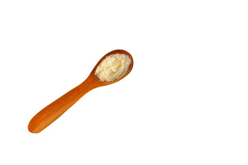 Powdered milk with nutrients in the spoon