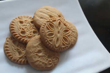 Biscuits with various motifs as friends for drinking tea
