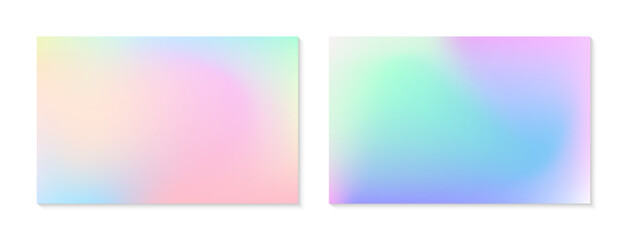 Vector set of mesh gradient backgrounds in soft pastel colors.Copy space for text.Abstract fluid illustrations in y2k aesthetic.Modern templates for banners,branding design,social media,covers. - obrazy, fototapety, plakaty